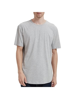 netdraw Men's Ultra Soft Bamboo T-Shirt Curve Hem Lightweight Cooling Long/Short Sleeve Casual Basic Tee Shirt