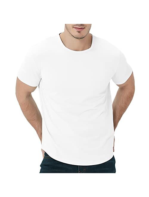 netdraw Men's Ultra Soft Bamboo T-Shirt Curve Hem Lightweight Cooling Long/Short Sleeve Casual Basic Tee Shirt