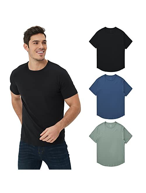 netdraw Men's Ultra Soft Bamboo T-Shirt Curve Hem Lightweight Cooling Long/Short Sleeve Casual Basic Tee Shirt