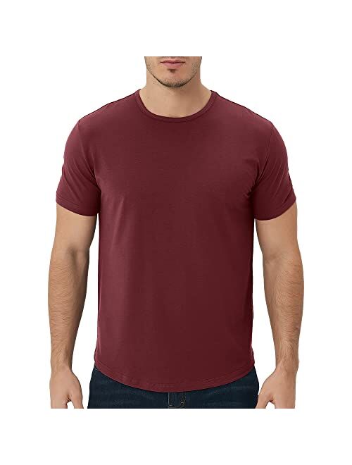 netdraw Men's Ultra Soft Bamboo T-Shirt Curve Hem Lightweight Cooling Long/Short Sleeve Casual Basic Tee Shirt