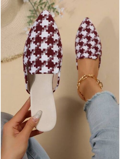 BesideHengXin Shoes Women Bow Decor Point Toe Flat Mules, Elegant Outdoor Faux Suede Flat Shoes