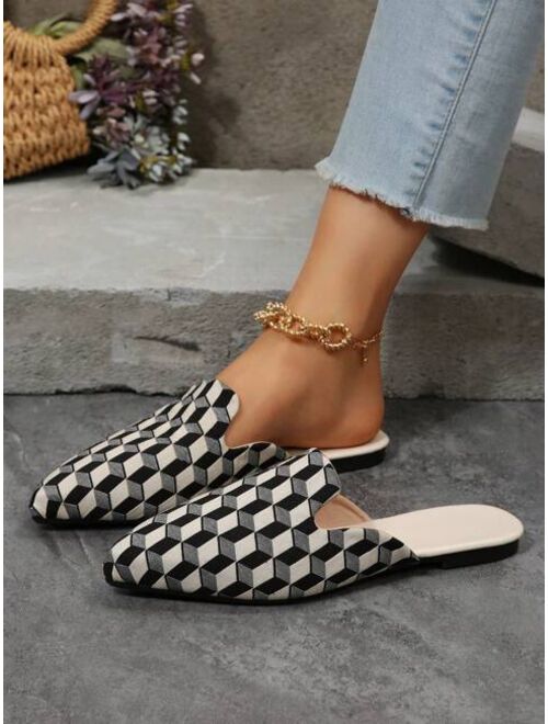 BesideHengXin Shoes Women Bow Decor Point Toe Flat Mules, Elegant Outdoor Faux Suede Flat Shoes