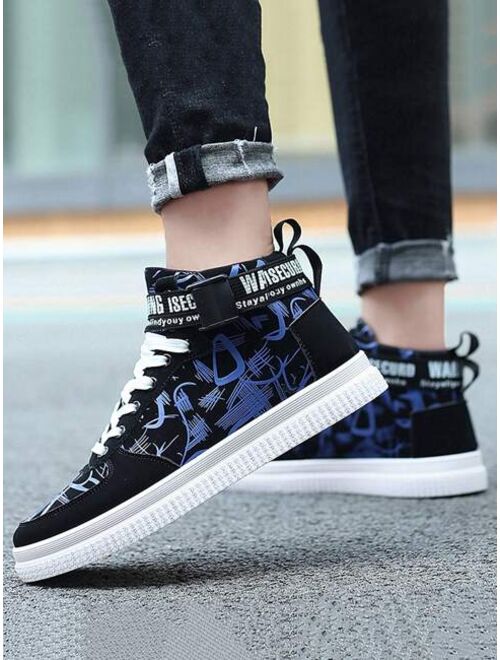 CONMEIVE Shoes Women's High-top Athletic Sneakers With English Letter Printed And Ribbon Decoration