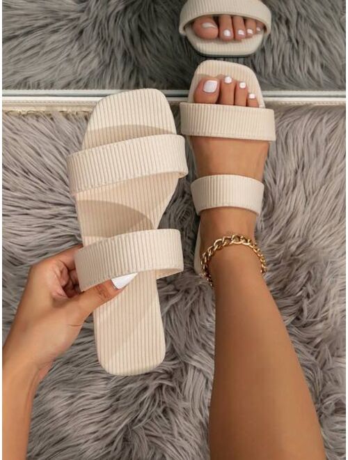 Cosy Zone0 Women Minimalist Double Strap Slide Sandals, Polyester Elegant Sandals