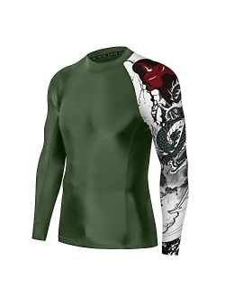 HUGE SPORTS Men's Splice UV Sun Protection UPF 50+ Skins Rash Guard Long Sleeves