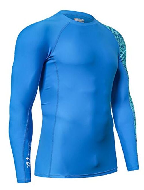 HUGE SPORTS Men's Splice UV Sun Protection UPF 50+ Skins Rash Guard Long Sleeves