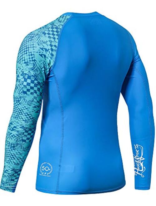 HUGE SPORTS Men's Splice UV Sun Protection UPF 50+ Skins Rash Guard Long Sleeves