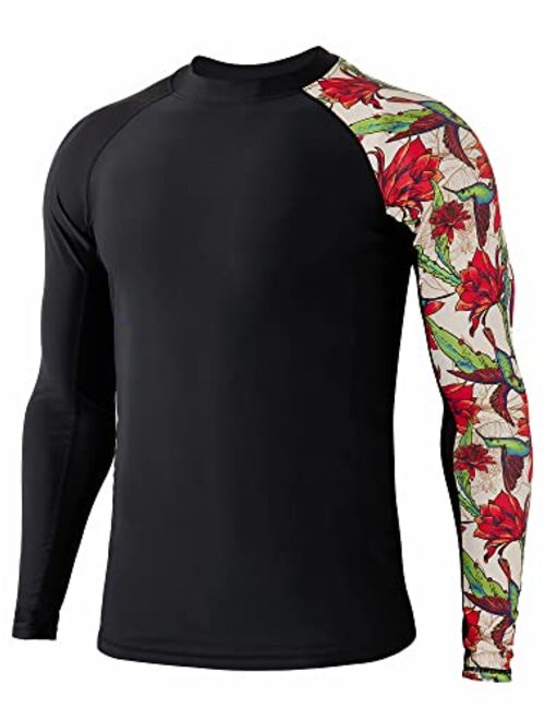 HUGE SPORTS Men's Splice UV Sun Protection UPF 50+ Skins Rash Guard Long Sleeves