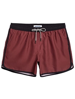 Mens Boys Short 80s 90s Vintage Swim Trunks with Mesh Lining Quick Dry Swim Suits Board Shorts