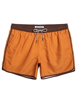 Mens Boys Short 80s 90s Vintage Swim Trunks with Mesh Lining Quick Dry Swim Suits Board Shorts