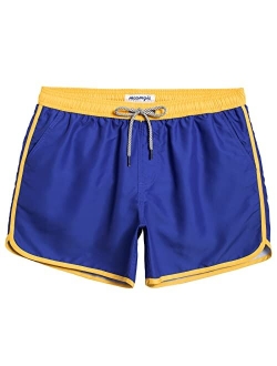 Mens Boys Short 80s 90s Vintage Swim Trunks with Mesh Lining Quick Dry Swim Suits Board Shorts