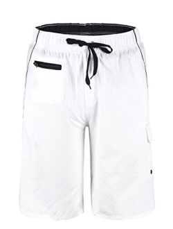 unitop Men's Swimming Trunks Quick Dry Summer Striped Beach Board Shorts with Lining