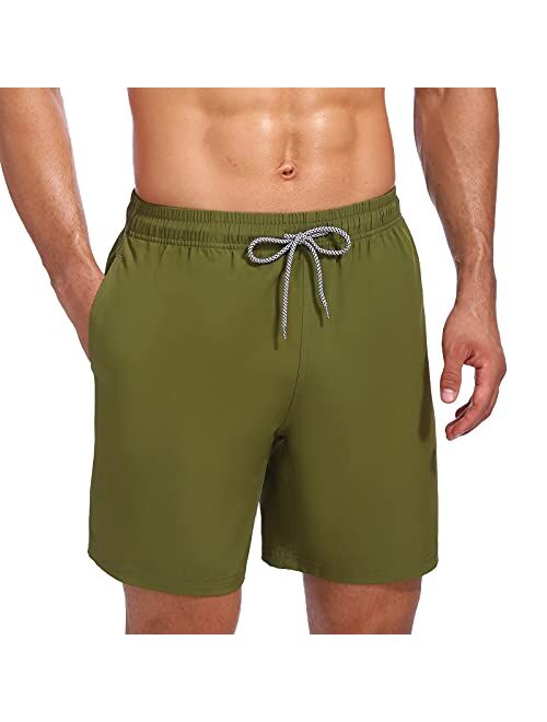 Biwisy Mens Swim Trunks Quick Dry Swim Shorts with Mesh Lining Funny Beach Shorts