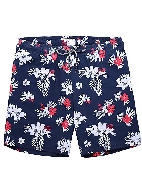 Biwisy Mens Swim Trunks Quick Dry Swim Shorts with Mesh Lining Funny Beach Shorts