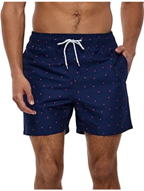 SILKWORLD Mens Swimming Trunks 5 Inch Inseam Swim Shorts Summer Bathing Suit Swimwear Beachwear with Pockets