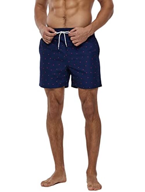 SILKWORLD Mens Swimming Trunks 5 Inch Inseam Swim Shorts Summer Bathing Suit Swimwear Beachwear with Pockets