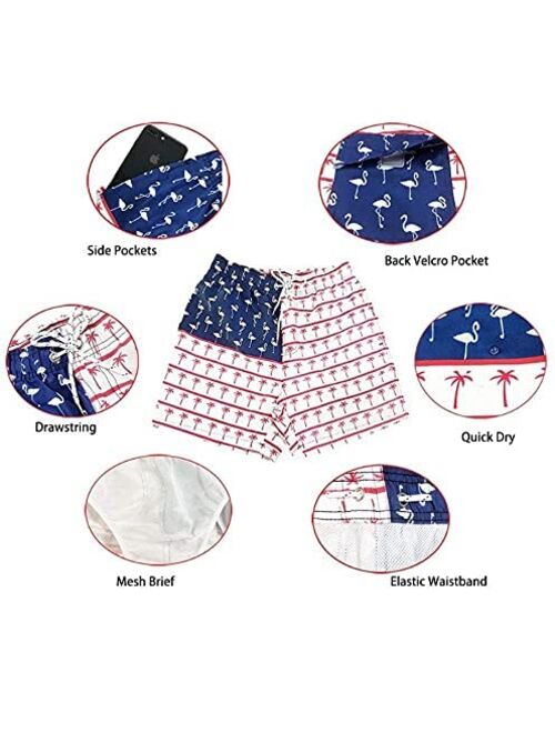 SILKWORLD Mens Swimming Trunks 5 Inch Inseam Swim Shorts Summer Bathing Suit Swimwear Beachwear with Pockets