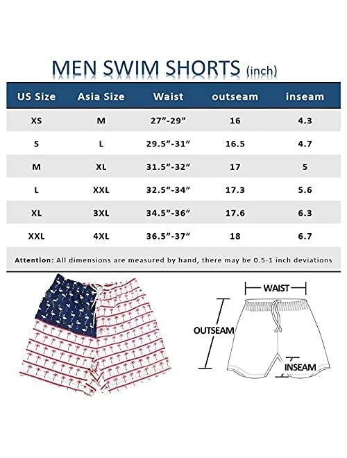 SILKWORLD Mens Swimming Trunks 5 Inch Inseam Swim Shorts Summer Bathing Suit Swimwear Beachwear with Pockets