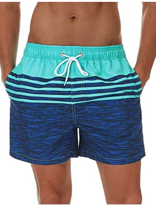 SILKWORLD Mens Swimming Trunks 5 Inch Inseam Swim Shorts Summer Bathing Suit Swimwear Beachwear with Pockets