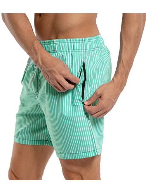 SILKWORLD Mens Swimming Trunks 5 Inch Inseam Swim Shorts Summer Bathing Suit Swimwear Beachwear with Pockets