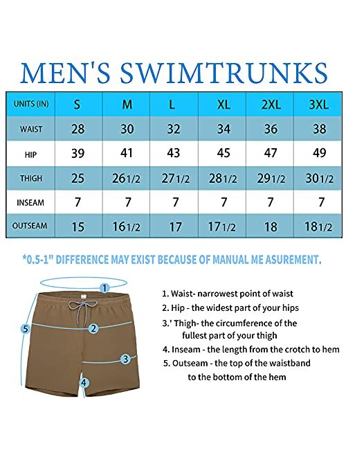 Biwisy Mens Swim Trunks Quick Dry Beach Shorts Mesh Lining Swimwear Bathing Suits with Pockets