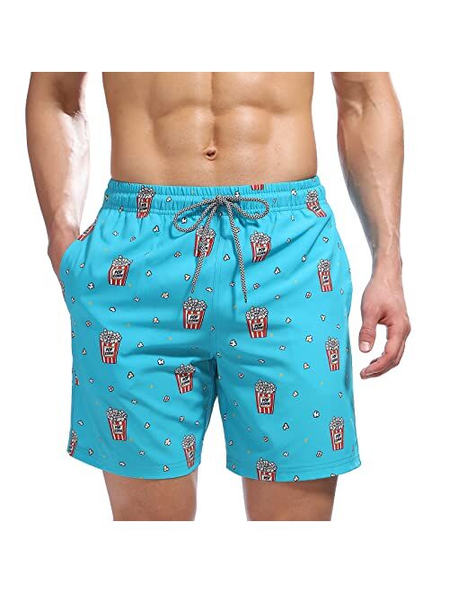 Biwisy Mens Swim Trunks Quick Dry Beach Shorts Mesh Lining Swimwear Bathing Suits with Pockets