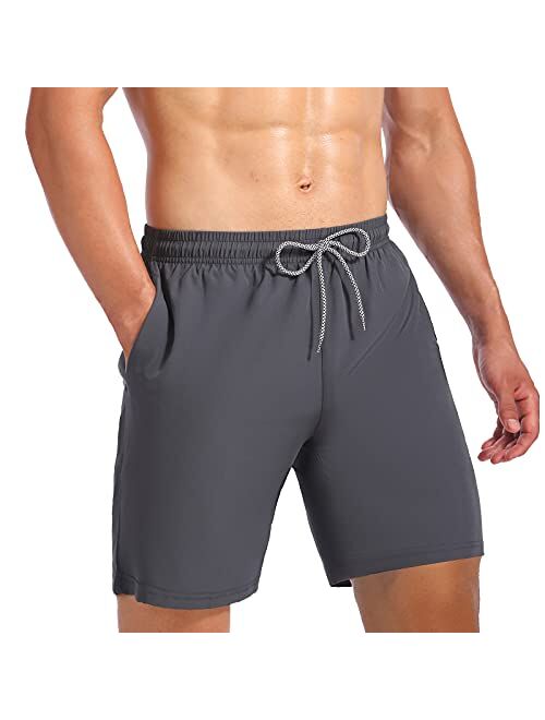 Biwisy Mens Swim Trunks Quick Dry Beach Shorts Mesh Lining Swimwear Bathing Suits with Pockets