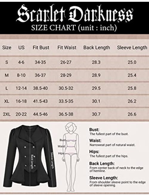 Scarlet Darkness Women Steampunk Costume Thin Double Breasted Victorian Pirate Jackets