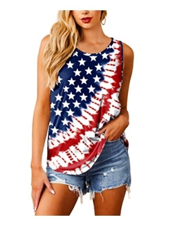 Deerose Womens 4th of July Shirt Sleeveless USA Flag Patriotic Summer Tank Tops