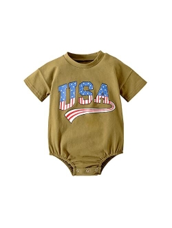 Hinzonek Toddler Baby 4th of July Outfit Overisized Romper Shirts Top Shorts Matching Set USA Independence Day Clothes