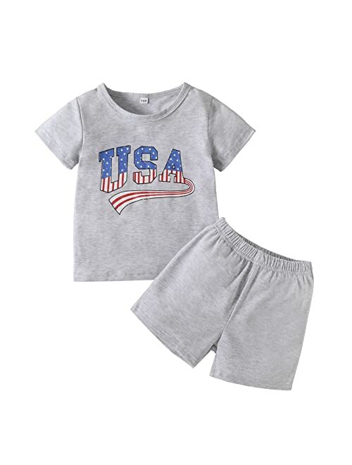 Hinzonek Toddler Baby 4th of July Outfit Overisized Romper Shirts Top Shorts Matching Set USA Independence Day Clothes