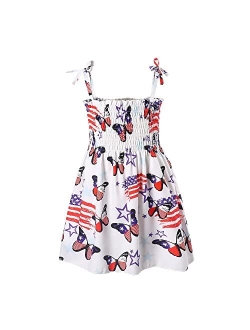 GLIGLITTR Toddler Baby Girls 4th of July Straps Dress American Flag Stars Striped Sundress Independence Day Patriotic Outfits