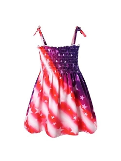 GLIGLITTR Toddler Baby Girls 4th of July Straps Dress American Flag Stars Striped Sundress Independence Day Patriotic Outfits