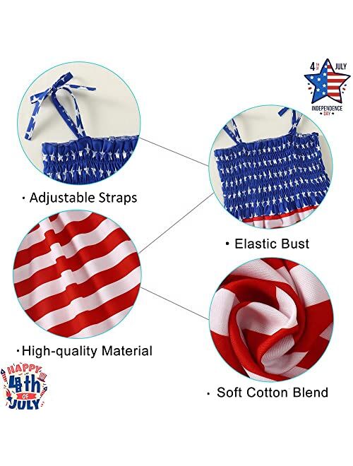 GLIGLITTR Toddler Baby Girls 4th of July Straps Dress American Flag Stars Striped Sundress Independence Day Patriotic Outfits