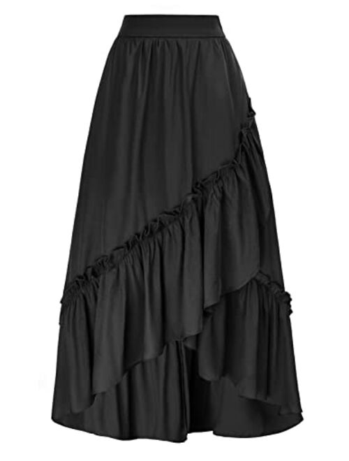 Scarlet Darkness Asymmetrical Skirts for Women Split High Low Skirt Steampunk Pirate Skirts