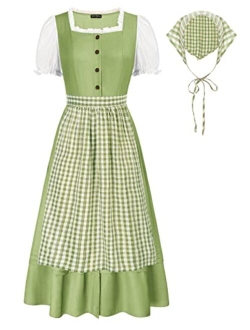 Women Colonial Costume Prairie Dress Pioneer 3 Pieces Set Historical Dress