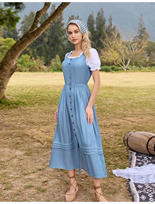 Scarlet Darkness Women Colonial Costume Prairie Dress Pioneer 3 Pieces Set Historical Dress