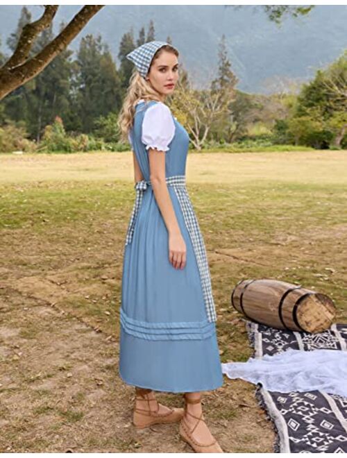 Scarlet Darkness Women Colonial Costume Prairie Dress Pioneer 3 Pieces Set Historical Dress