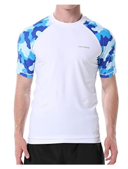 VAYAGER Men's Swim Shirts Rash Guard UPF 50+ Short Sleeve Quick Dry Loose Fit Water Surfing Shirt