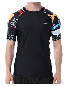 VAYAGER Men's Swim Shirts Rash Guard UPF 50+ Short Sleeve Quick Dry Loose Fit Water Surfing Shirt