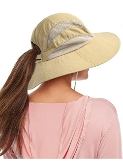 Sun Hats for Women Wide Brim UPF 50  Sun Hat with Ponytail Hole for Women Outdoor Hunting Summer Hiking Hat