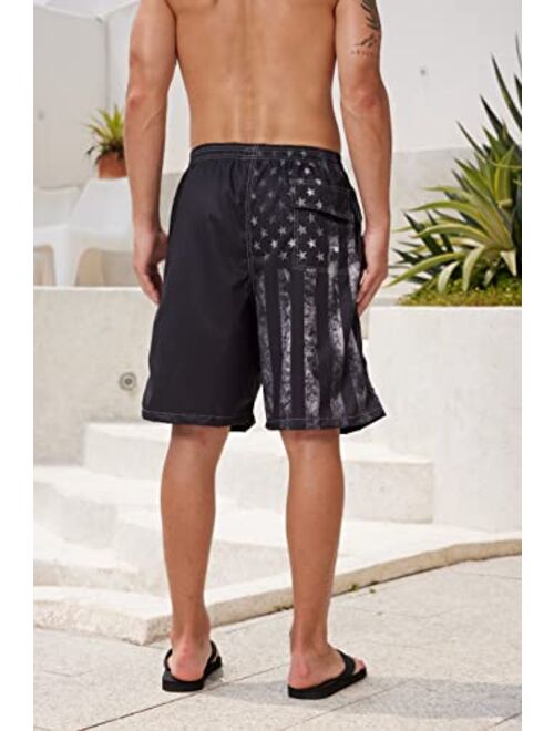 Ft Fenteng Mens Swim Trunks Quick Dry Board Shorts with Mesh Lining, Breathable Fit Beach Shorts Swimwear Bathing Suits