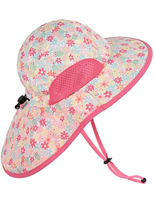 Furtalk Toddler Kids Sun Hats with Neck Flap Girls Boys Summer UPF 50+ UV Protection Wide Brim Beach Swim Sun Hat