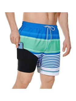 American Trends Men's Swim Trunks Board Shorts Quick Dry Mens Swimming Trunks with Compression Liner