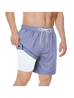 American Trends Men's Swim Trunks Board Shorts Quick Dry Mens Swimming Trunks with Compression Liner