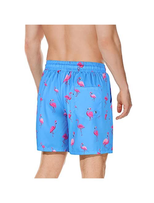 American Trends Men's Swim Trunks Board Shorts Quick Dry Mens Swimming Trunks with Compression Liner