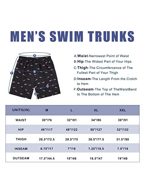 American Trends Men's Swim Trunks Board Shorts Quick Dry Mens Swimming Trunks with Compression Liner