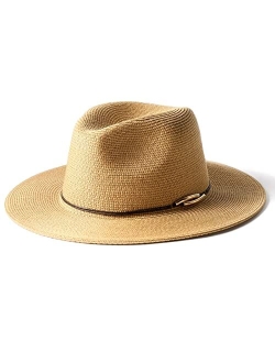 Panama Hat Sun Hats for Women Men Wide Brim Fedora Straw Beach Hat UV UPF 50