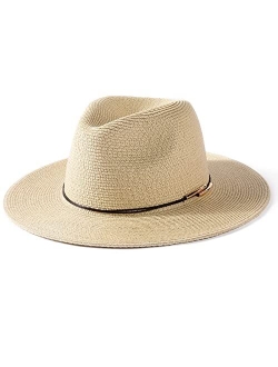 Panama Hat Sun Hats for Women Men Wide Brim Fedora Straw Beach Hat UV UPF 50