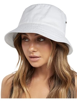 Bucket Hats for Women Washed Cotton Packable Summer Beach Sun Hats Mens Womens Bucket Hat with Strings for Travel